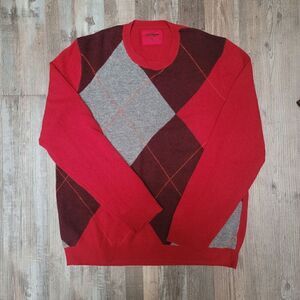 Express Lambs Wool Sweater Men's Size XL Red V Neck Knit Pullover